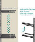 No Bull Heavy Duty Packing Station Cart With Fully Adjustable Height Steel Wire Shelving, showing adjustable shelves and frame.