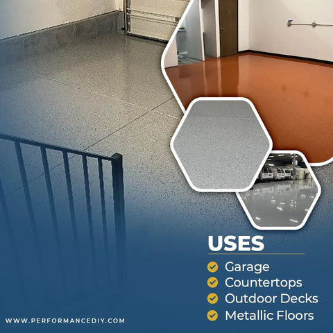 Top Shelf 15 Gallon Epoxy Floor Coating Kit Black Base With Canyon Brown And Ivory Flakes Covers 2500 Square Feet garage flooring.