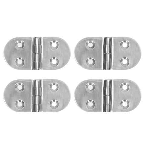 Straight Up Tough Thickened Oval Door Hinges Built From Rust Proof Stainless Steel With A Crisp Mirror Shine Legit Made For Nautical Upgrades And Heavy Daily Swings Includes A Solid Four Piece Set close-up of four polished oval door hinges