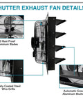Diagram of Beefy 18 Inch Shutter Exhaust Fan Wall Mounted Aluminum With 1.65 Meter Power Cord Kit High Speed 2500 CFM