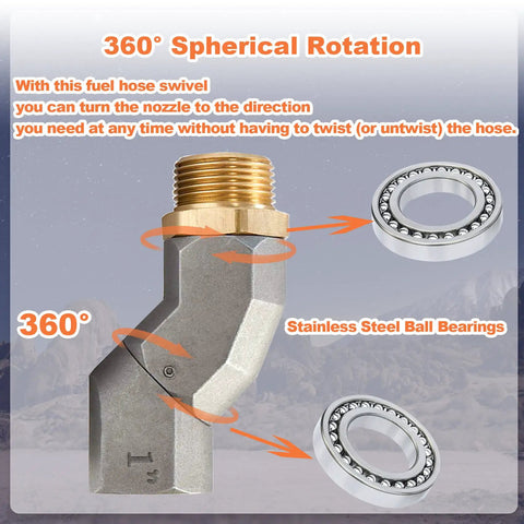 One Inch NPT Fuel Hose Swivel 2 Pack 360 Degree Rotating Connector For Fuel Transfer Pumps And Nozzles Beefy Zinc Alloy Leakproof Rust And Heat Resistant Multiplane Swivel For Smooth Fueling, 1in zinc alloy swivel with ball bearings