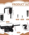 INTERWARM 4Pcs Slide Bolt Gate Latch for Wooden Fence size chart with dimensions and hardware details.