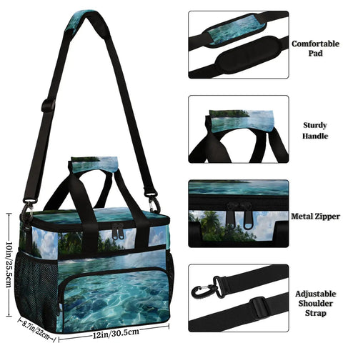 Picnic Backpack Cooler With Built In Lunch Box Insulated For Women And Men showing size and features