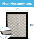 20x25x1 Air Filter MERV 14 MPR 2800 Dope Ultrafine Particle Capture For Home HVAC 2-Pack size diagram