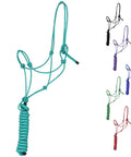 Four Knot Stiff Polyester Training Halter With Ten Foot Matching Lead For Horses fully adjustable turquoise full size