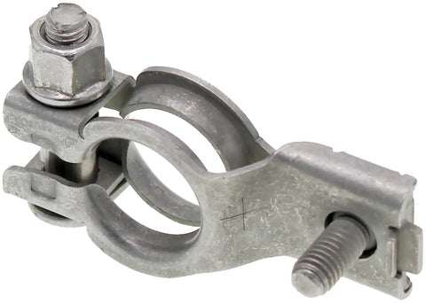 Front view of Positive Battery Terminal Replacement For Select Vehicle Models, Durable, Rock Solid Connection, Direct Fit, Corrosion Resistant Terminal Clamp.