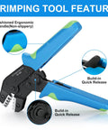 Heavy Duty Ratchet Wire Crimper Tool Hella Tight Grip For Open Barrel Terminal Connectors features cushioned ergonomic handle and quick release.