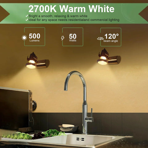 GU10 120V 50W Halogen Light Bulbs Pack Of 6 For Track Lighting And Range Hood Dimmable Candle Warmer Lamps 2700K Warm White installed