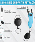 Folding line snip with retractor, 6 Piece Fishing Tools Kit With Pliers Fillet Knife Fish Lip Gripper Hook Remover Digital Fish Scale