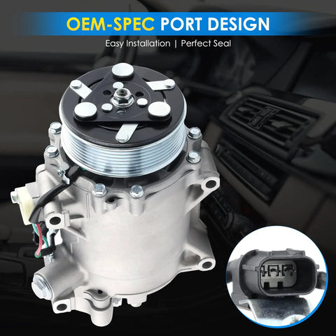 Grab This Straight Shooter Air Conditioning Compressor Swap For Honda Crv Civic Ilx Rdx 2.4L 2007 To 2015 Oem Fit 38810RWCA03 4920U1 showcasing OEM-spec port design and easy installation.