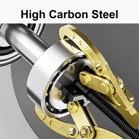 Close-up of Shop Ready Heavy Duty Adjustable Bearing Puller Tool Forged From Tough Carbon Steel with secure grip for extracting.