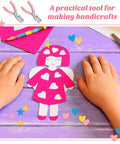 Two Piece Handy Handheld Paper Punch Set With Heart And Star Holes in use for DIY crafts, featuring heart-shaped cutouts on colorful paper.