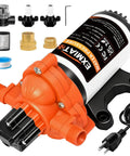 Heavy Kickin Up Flow 33 Series 110V AC Water Pressure Pump 4.0 GPM 50 PSI with accessories and connectors.