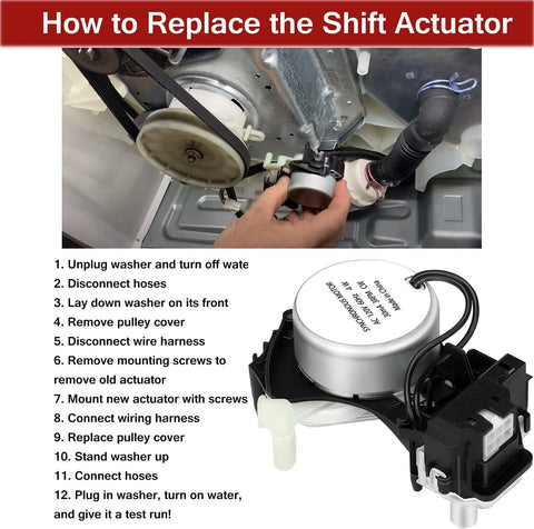 Washer Shift Actuator Replacement Compatible With Whirlpool Maytag Kenmore Amana WTW5000DW1 MVWX655DW1 NTW4516FW3 W10913953VP