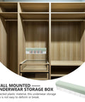 Slick Hanging Underwear Organizer Drawer Box For Socks Storage With Durable Wall Mount Hooks And Heavy Duty Plastic Wardrobe Sorting Bin in closet.