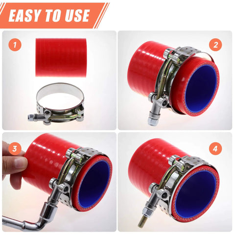 24 Pack T Bolt Hose Clamps Stainless Steel 304 28mm To 116mm Working Range For 0.75 Inch To 4 Inch Hose ID Turbo Intake Intercooler Clamp For Automotive Applications Durable Corrosion Resistant High Temperature