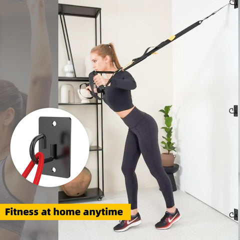 Totally Legit 3 Pack Wall Anchors For Resistance Bands And Heavy Duty Workout Hooks, Rock Solid Exercise Band Mounts in use during home workout.