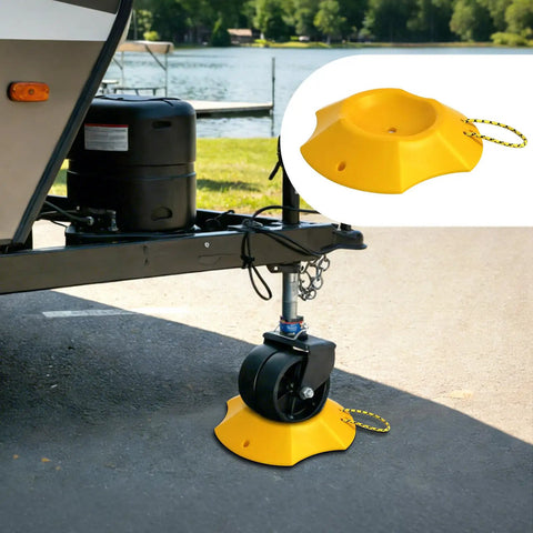 Built Tough Wheel Dock With Rope For Trailer Tongue Jack And Heavy Duty Wheel Dock For Single 6 Inch Or 8 Inch And Dual 6 Inch Casters