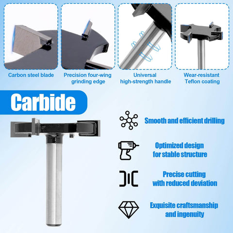 Workhorse Spoilboard Surfacing Router Bit With 1/4 Inch Shank, 1-1/2 Inch Cutting Diameter, Four Carbide Wings