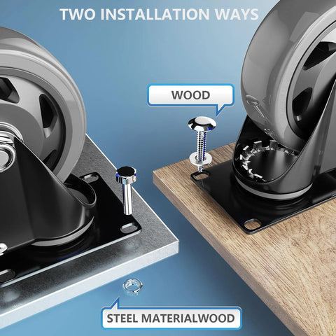 Beefy Built Tough 5 Inch Caster Wheels With Brakes For Cart Furniture Cabinets Swivel Top Plate No Noise Locking Casters installation