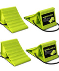 No Hassle 4 Pack Wheel Chocks For Travel Trailers And Campers Dual Wheel Stopper Set With Non Slip Base Heavy Duty Green Blocks