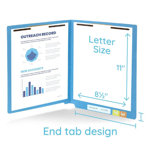 Blue End Tab File Folders With Reinforced 2 Prong Fasteners For Dope Durable Medical Charts Receipts And Office Reports Organized
