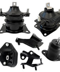 Heavy Duty Engine And Transmission Mount Kit Set Of 6 For 2003 2007 Accord components displaying robust black rubber and metal design.