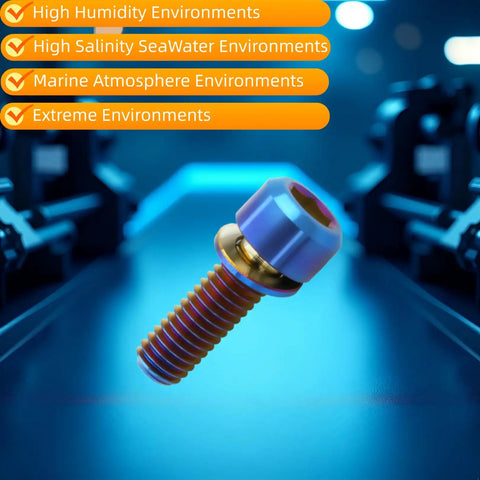 Professional Grade Titanium Hex Head Bolts M6 X 18 mm With Flat Washers In Sharp Burnt Blue Anodized Finish For Badass Bicycle And Motorcycle Gear Including Matching Hardware Kits For Quick Installation On Daily Riders in extreme environments