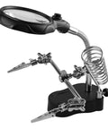 Desktop LED Magnifying Glass Soldering Station With 2.5X 7.5X 10X Lenses, Hands Free Helping Hands Clips, Desk Lamp, Alligator Clamp Stand, Repair Kit For Pro Grade Precision Electronics Projects.