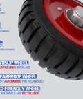 Close-up of 8 Inch Rolling Gate Wheel For Sliding Gates Heavy Duty Casters, featuring durable auto tire rubber and solid steel plate.