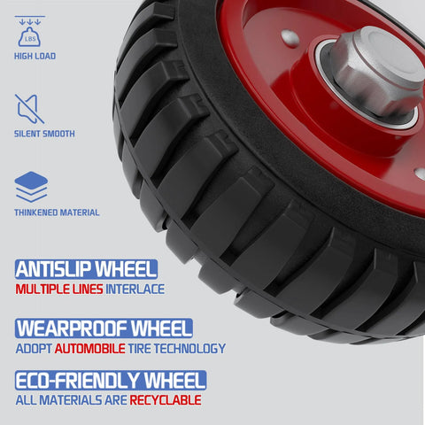 Close-up of 8 Inch Rolling Gate Wheel For Sliding Gates Heavy Duty Casters, featuring durable auto tire rubber and solid steel plate.