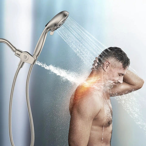 Filtered Shower Head With Handheld Combo, Dual 2-In-1 Spa System With Massage, 10 Modes Handheld Shower in use by a man