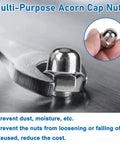 Hella Tough 107 Pieces 304 Stainless Steel Acorn Cap Nut Assortment Pack Pro Imperial And Metric Sizes For Smooth Custom Builds and Knockout Repair Projects close-up of an acorn cap nut with wrench.