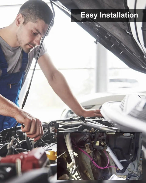 Mechanic installing Convertible Top Hydraulic Fluid Hose Kit For Classic Ford Mustang Mercury Chevy Oldsmobile And More
