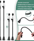 Flexible gooseneck arms with clips of Magnetic Helping Hands Soldering Station, showing adjustable angles and metal material.