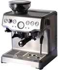 Top Shelf Bean To Cup Coffee Maker Featuring A Heavy Duty 15 Bar Pump And Integrated Milk Frother For Pulling Smooth Double Shots and Tasty House Made Lattes Anytime, stainless steel design.