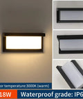Outdoor Wall Light Modern Exterior Sconce 3000K Warm Waterproof Rectangular Porch Lighting 2 Pack 30W For Patio Garage Front Door Porch Vibes Great For Curb Appeal