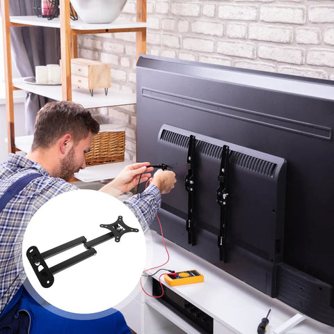 Rock Solid Adjustable Wall Mount Swivel Arm For 14 To 24 Inch Lcd Led Monitor Tv Bracket installed on back of TV during setup.