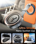 Magnetic Car Phone Holder With 360 Degree Adjustable Foldable Mount Nano Gel Base And Vacuum Lock Zinc Alloy Carbon Fiber MagSafe Compatible for iPhone 12 13 14 15 16 17 Pro Max with visible nano suction cup
