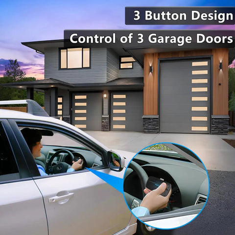 Person using Two Pack Universal Garage Door Opener Remote SM24 MAX For Sears Craftsman LiftMaster Chamberlain from car