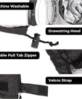 Machine washable Two Person Sleeping Bag Set With Pillow For Camping And Travel, lightweight zipper, drawstring, velcro detail.