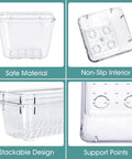 Sweet Clear Drawer Organizers, Slick Non Toxic Plastic Bins For Makeup And Vanity Gear showing stackable design and non-slip interior.