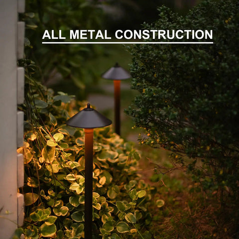 Low Voltage Outdoor Pathway Lighting Kit 8 Pack Warm White 2700K 40 Lumen LED Path Lights Wired 12V AC Metal Brown Finish