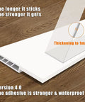 Side view of white Suptikes door draft stopper, 2-pack, 1.8 in W x 37 in L, bottom door weather seal on wood floor
