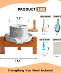 Hand Crank Stone Grain Mill With Red Oak Frame For Home Use, Manual Flour Grinder dimensions with complete kit accessories