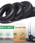 2 Pack Heavy Duty Replacement 10 Inch All-Purpose Utility Tire And Tube Set 4.10/3.50-4 Pneumatic Tires with box and features
