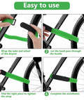 Step-by-step guide using 6 Pack Bike Rack Straps 60x2 Cm Adjustable Wheel Stabilizers with Hook on a bicycle.