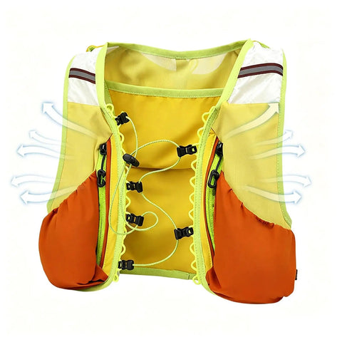 Trail Ready Hydration Running Vest with Lightweight Pack, Breathable Mesh Back Ventilation, Reflective Pockets Front View