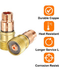 Gas Lens Collet Body 17GL116 One Sixteenth Inch TIG Welding Torch Consumables Kit, copper and brass construction, WP17 WP18 WP26 series