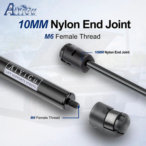 Heavy Duty Rear Hatch Strut Easy Bolt Right On Replace For 07 08 09 10 11 12 Hyundai Santa Fe Liftgate Tailgate Gas Shock Support No Hassle Swap close-up of 10MM nylon end joint with M6 female thread.